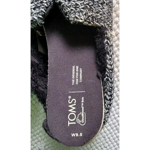 WOMENS TOMS SIZE 9.5 GRAY/BLACK FLANNEL ALPARGATA SLIP ON SHOES FLATS - Picture 7 of 7